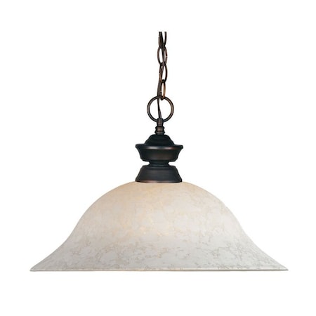 Z-Lite Pendant Lights 1 Light Pendant, Olde Bronze & White Mottle 100701OB-WM16